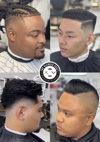 Four client fades and lineups showcasing precision cuts